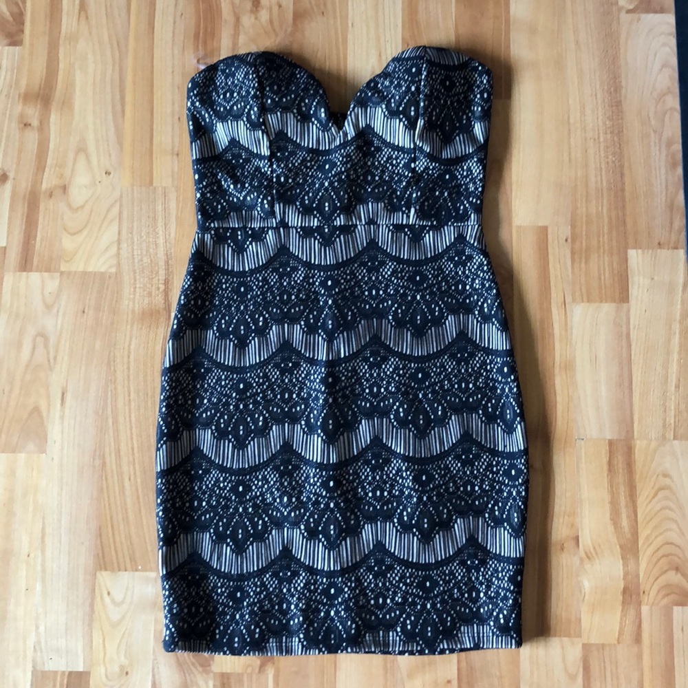 Cream and black lace dress